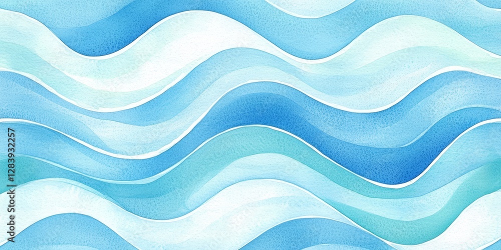 Fototapeta premium Vibrant watercolor illustration of ocean waves.