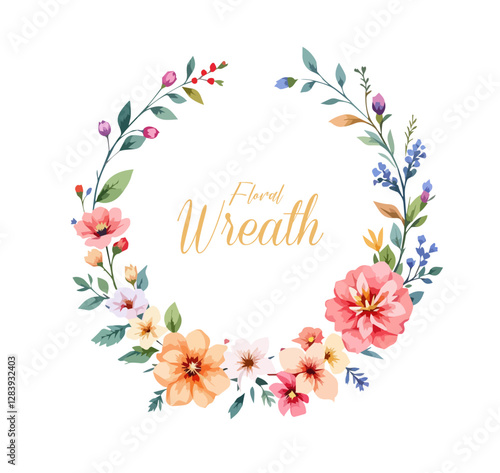Watercolor Floral Wreath, Wreath Clipart Watercolor, Pastel Pink Flowers Wedding Clipart Wild Floral Clipart	