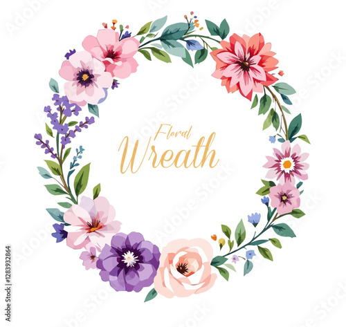 Watercolor Floral Wreath, Wreath Clipart Watercolor, Pastel Pink Flowers Wedding Clipart Wild Floral Clipart	