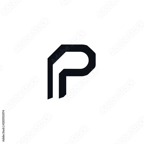 Striking Geometric Letter P Design Bold and Modern Alphabet Character Logo Symbolic Typography Element