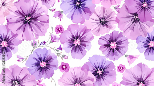 Wallpaper Mural Watercolour Painting Of Colourful Flowers Background, Watercolor Dusty Blue Floral Clipart	 Torontodigital.ca