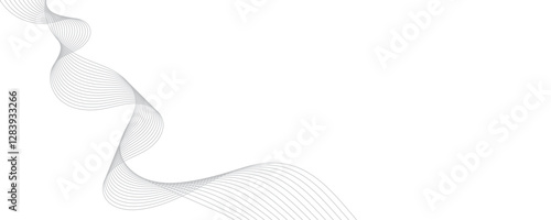 Gray wave curve lines abstract background with flowing particles. Digital energy waves technology concept. Modern backdrop design for business, presentation, banner.
