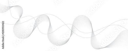 Gray wave curve lines abstract background with flowing particles. Digital energy waves technology concept. Modern backdrop design for business, presentation, banner.
