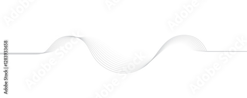 Gray wave curve lines abstract background with flowing particles. Digital energy waves technology concept. Modern backdrop design for business, presentation, banner.