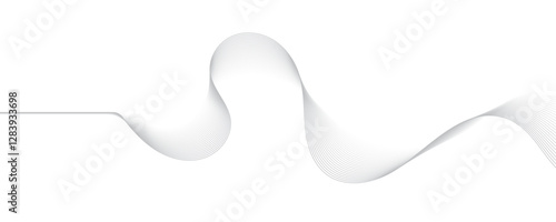 Gray wave curve lines abstract background with flowing particles. Digital energy waves technology concept. Modern backdrop design for business, presentation, banner.