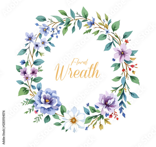 Floral Wreath, Wreath Clipart Watercolor, Pastel Pink Flowers Wedding Clipart Wild Floral Clipart	