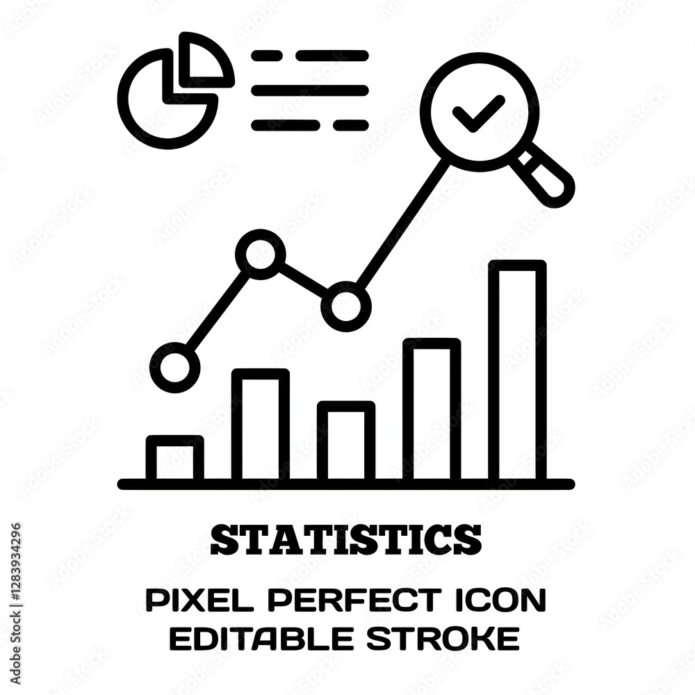 Statistics symbol, featuring an editable stroke outline icon isolated on white background flat vector illustration. Pixel perfect Statistics symbol, featuring an editable stroke outline icon isolated on white background flat vector illustration. Pixel perfect