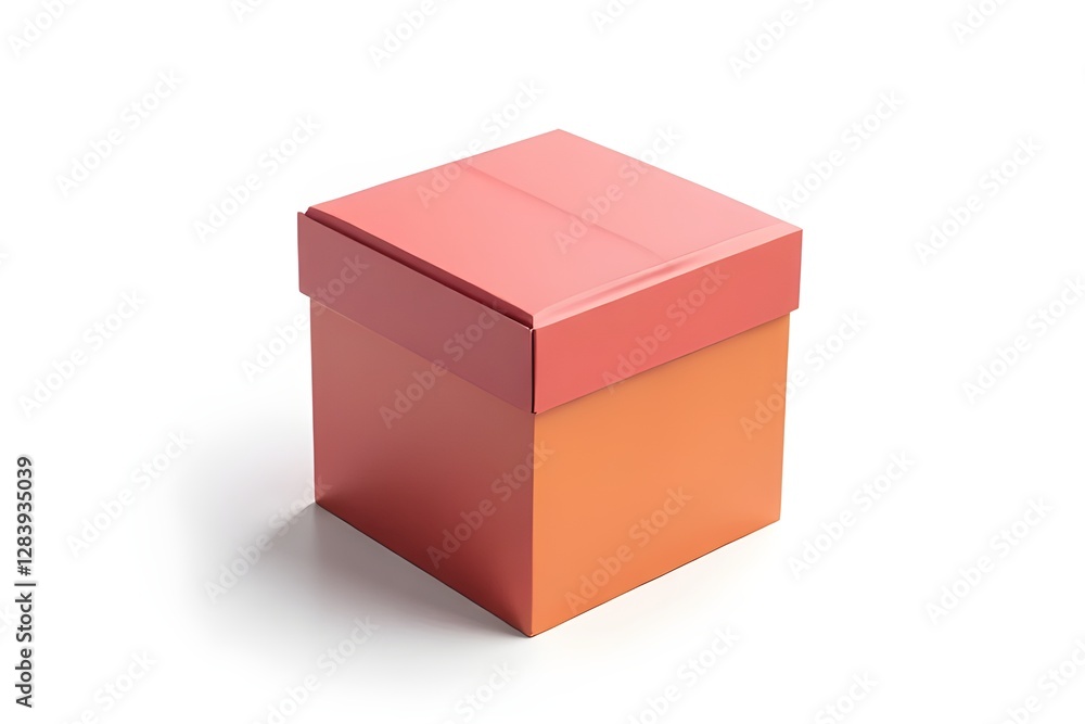 Fototapeta premium Square Gift Box with Pink and Orange Design