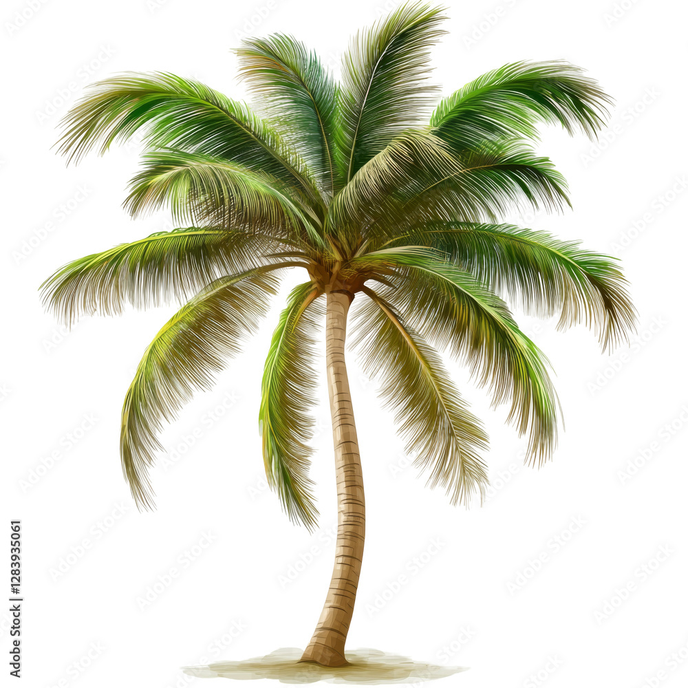 Obraz premium Lush palm tree png with transparency background nature scene white