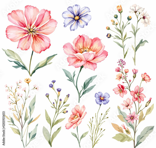 Wallpaper Mural Abstract Flowers Clipart, Dried Flowers, Printable Watercolor clipart	 Torontodigital.ca