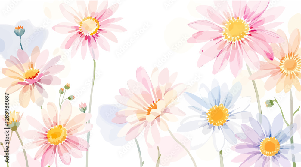 Pink watercolor flowers seamless pattern transparent background Pink watercolor flowers seamless pattern transparent background
