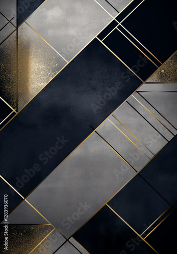Wallpaper Mural Dramatic black and gold geometric abstract background with overlapping angular lines shapes and facets creating a modern elegant and premium looking composition Torontodigital.ca