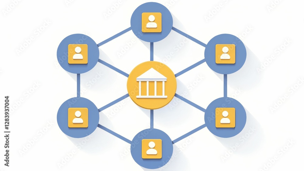 A network diagram illustrating a central authority connected to multiple individuals, symbolizing communication or organizational structure. A network diagram illustrating a central authority connected to multiple individuals, symbolizing communication or organizational structure.