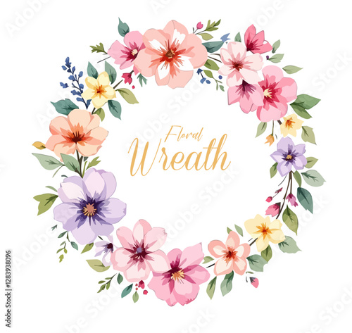 Watercolor Floral Wreath, Wreath Clipart Watercolor, Pastel Pink Flowers Wedding Clipart Wild Floral Clipart	