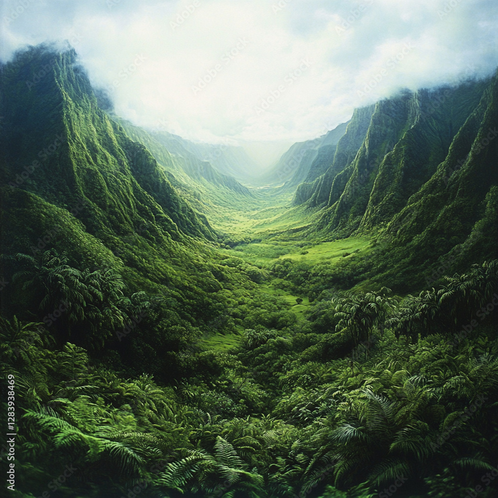 Wide angle view of a lush valley Wide angle view of a lush valley