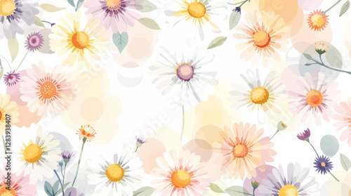 Floral seamless pattern with pink and yellow flowers. Elegant and delicate floral design.	