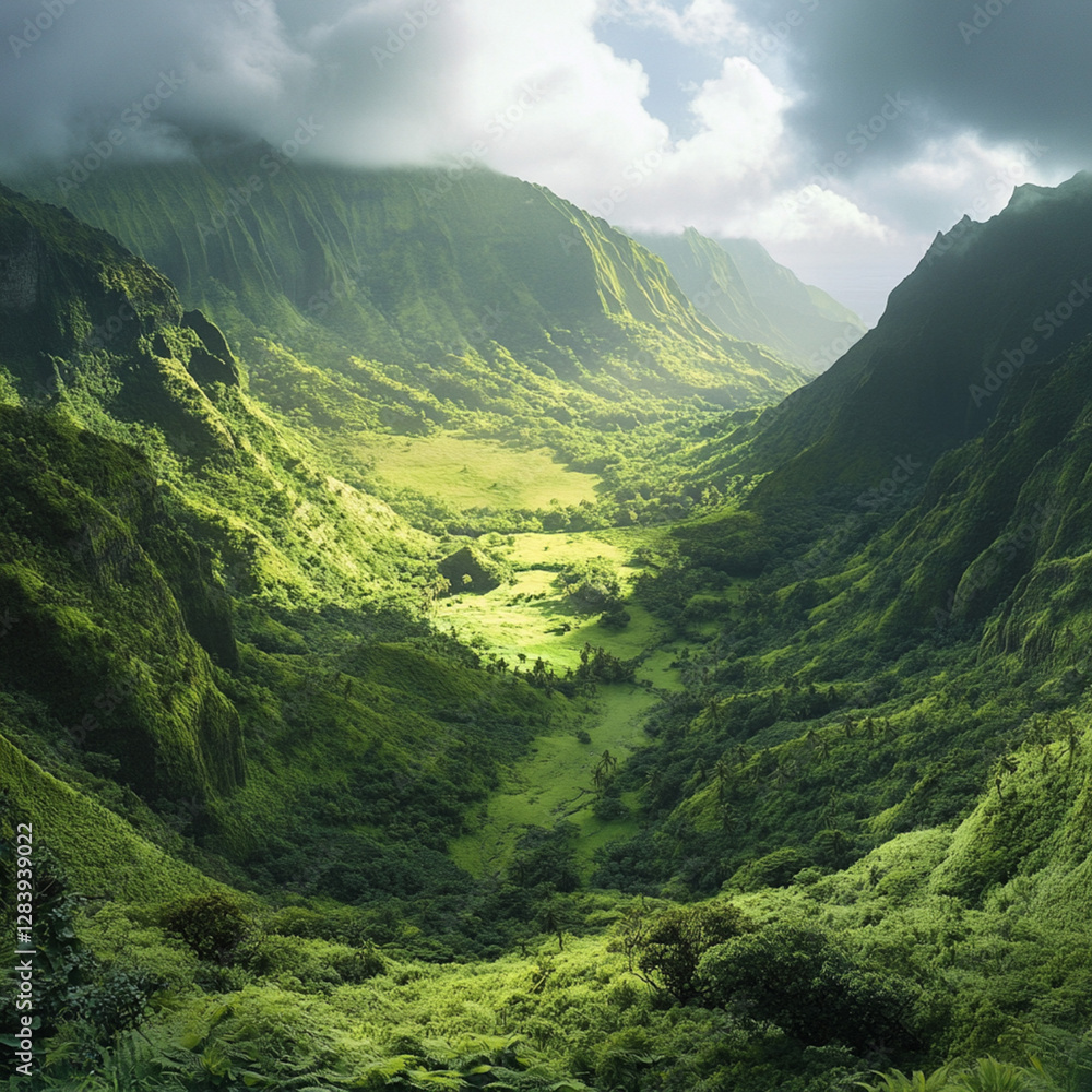 Wide angle view of a lush valley Wide angle view of a lush valley