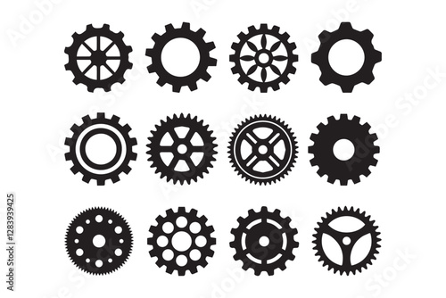 Gear wheel icon set. Simple Gear wheel collection. Cogwheel. Gear icons. Vector