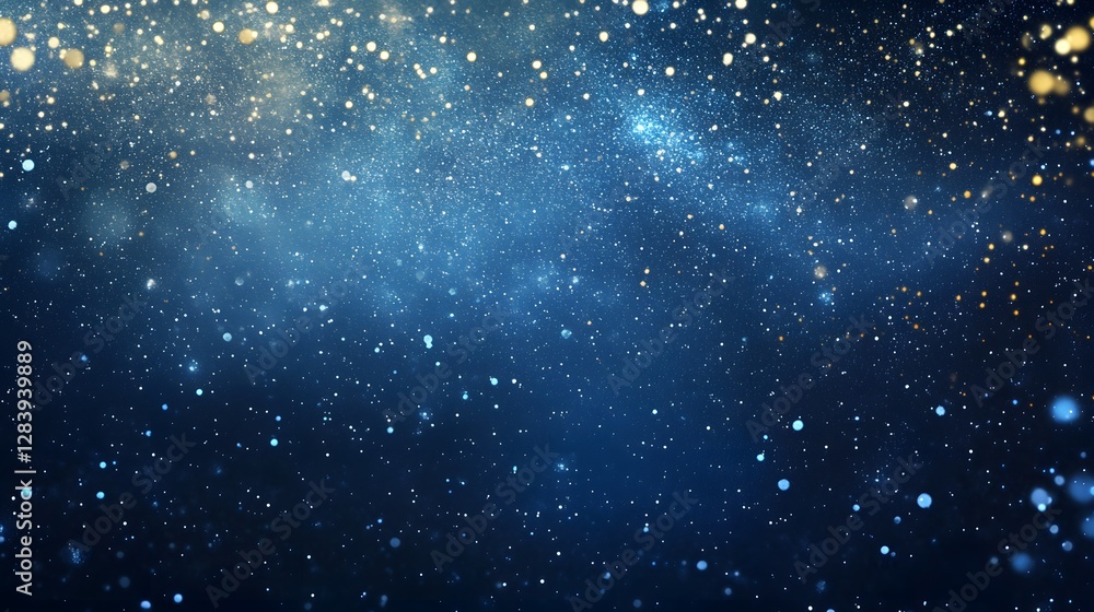 Obraz premium Blue sky with a lot of stars and a few clouds. The stars are scattered all over the sky and the clouds are small and white. The sky is very clear and the stars are shining brightly