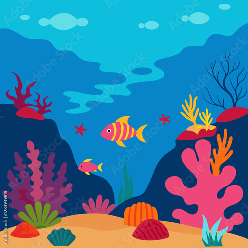underwater world with fishes