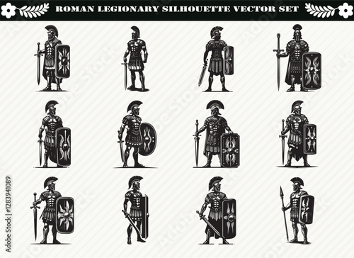  Black Roman Legionary Silhouette Illustration for Logos Prints and Design