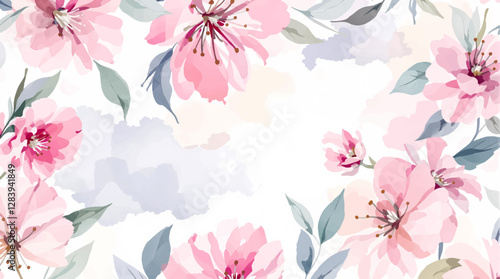 Pink watercolor floral background