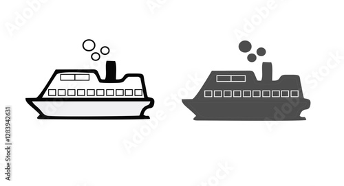 Water ship colored vector design icon set. maritime, nautical, vessel, boat, ferry, fishing boat, submarine, navy ship and more illustration design