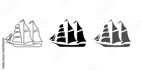 Water ship colored vector design icon set. maritime, nautical, vessel, boat, ferry, fishing boat, submarine, navy ship and more illustration design