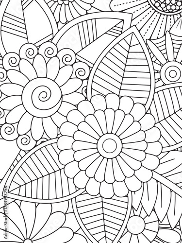 Zentangle Flowers Coloring Pages For Adult 