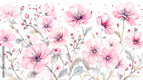 Pink watercolor floral background