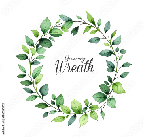 Watercolor Eucalyptus Leaves Wreath Illustration Green, Wedding Leaves