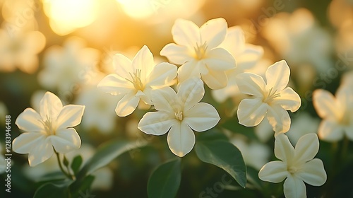 The Jasmine flower, renowned for its intoxicating fragrance, is a symbol of purity, elegance, and grace. Its delicate, star-shaped blossoms, often pristine white or soft yellow, exude a sweet, heady a