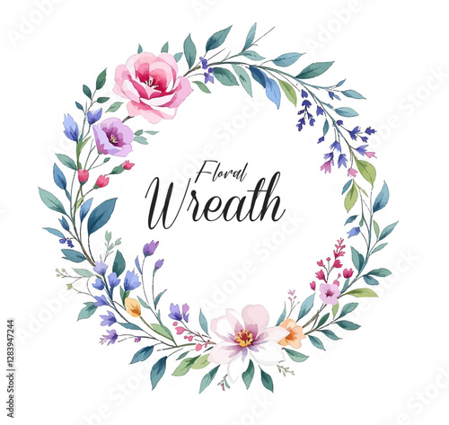 Midsummer Wild field Wreath Watercolor Wildflower clipart, Delicate flower frame