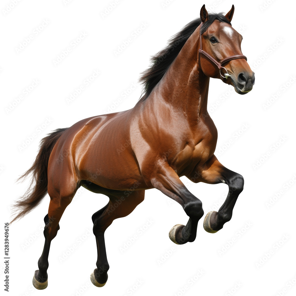 Naklejka premium Dynamic horse action transparent background png image animal subject white environment detailed illustration