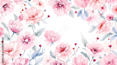 A beautiful watercolor painting of pink cherry blossoms.