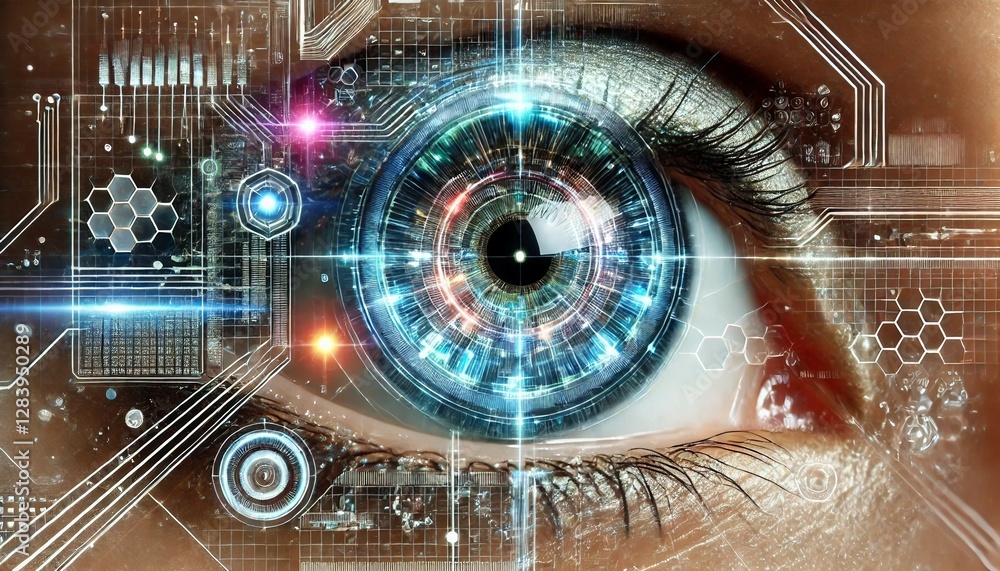 Fototapeta premium High-Tech Eye with Digital Overlay