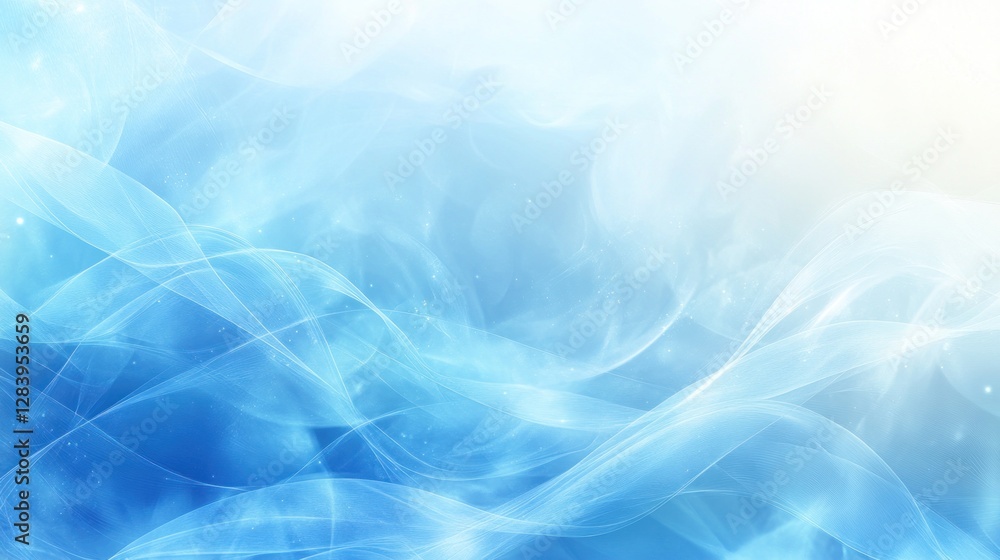 Fototapeta premium Light blue ethereal flowing shapes abstract background