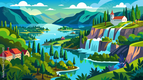 beautiful view over plitvice lakes, Croatia