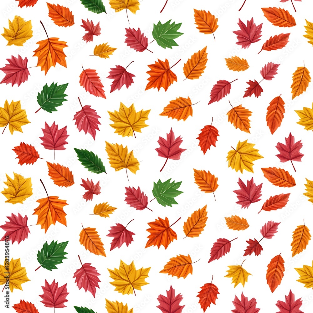 Obraz premium Colorful Autumn Leaves Pattern Background for Seasonal Decoration and Nature Inspired Designs