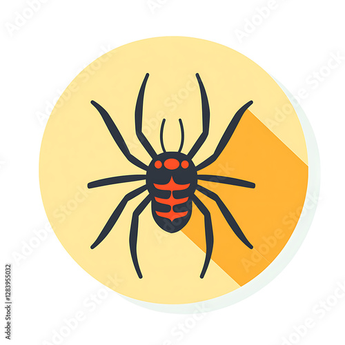 Black spider isolated on white background.