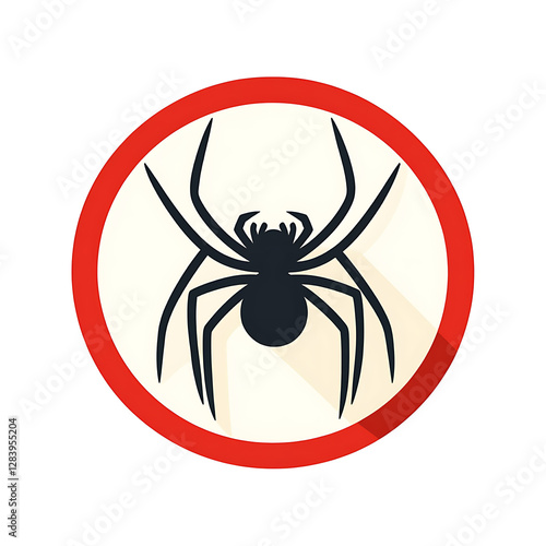 Spider web icon on red circle. 