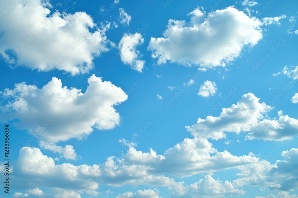 Scattered white clouds in a clear blue sky. Sky and cloud landscape. Sky background photo. Scattered white clouds in a clear blue sky. Sky and cloud landscape. Sky background photo.
