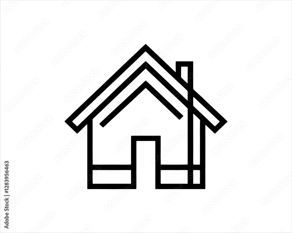 Fototapeta premium Minimal outline house logo design vector illustration. 