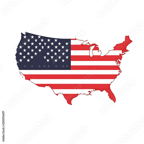 United States of America flag on white background.