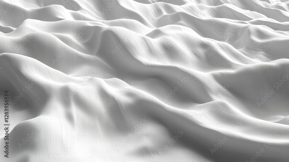 Naklejka premium Expansive white desert landscape with fine sand dunes under a clear blue sky on a sunny day