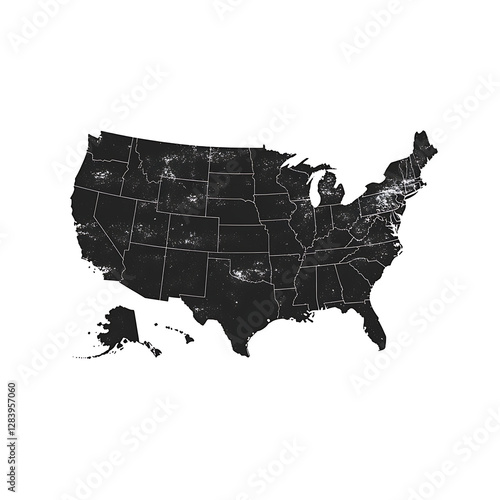 Map of the United States of America on white background.
