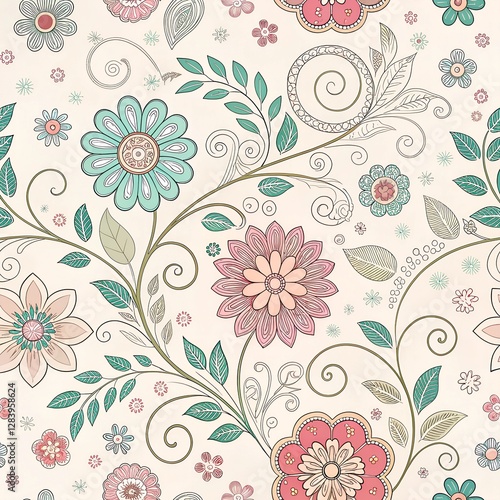 Wallpaper Mural seamless pattern with flowers Torontodigital.ca