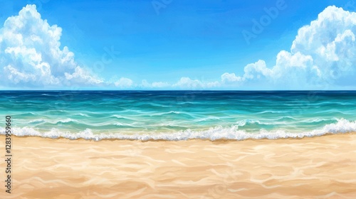 Wallpaper Mural Serene Beach Scene with Clear Blue Sky and Gentle Ocean Waves Torontodigital.ca