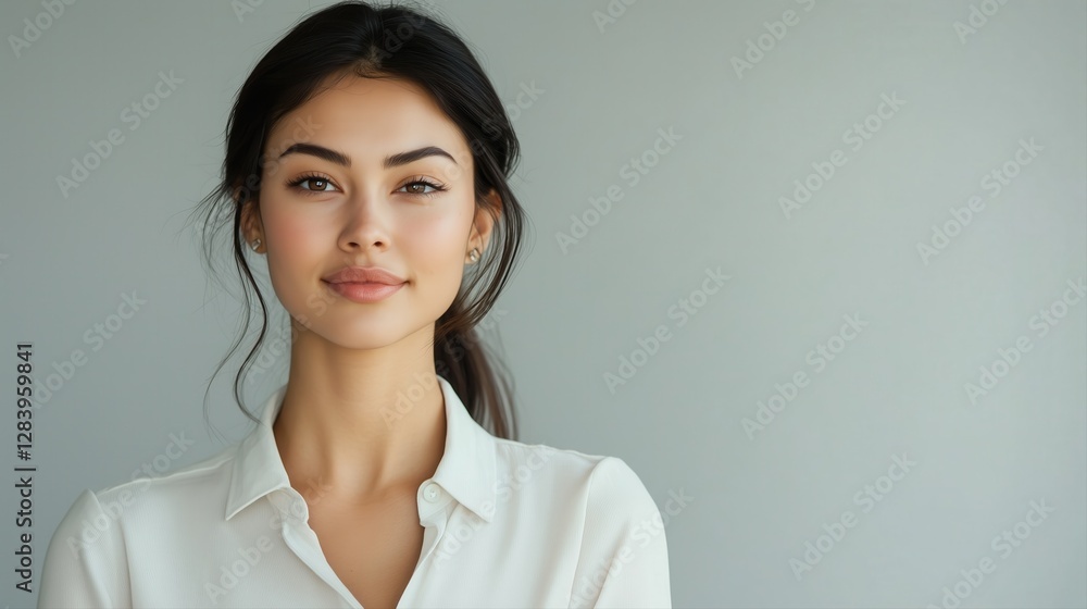Confident Young Woman in Office Environment Portrait with Professional and Elegant Style Confident Young Woman in Office Environment Portrait with Professional and Elegant Style