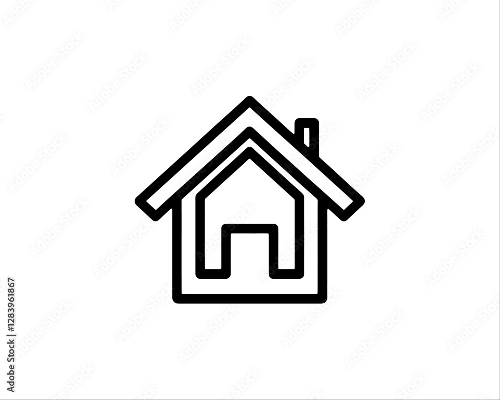 Minimal outline house logo design vector illustration. Minimal outline house logo design vector illustration.